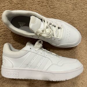 Adidas Women's Hoops 3.0 Basketball Shoe, White/White/Dash Grey, 9